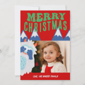 Retro Yeti grillige Kinder kerstfoto Feestdagenkaart (Voorkant)