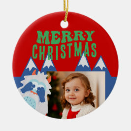 Retro Yeti grillige Kinder kerstfoto Keramisch Ornament