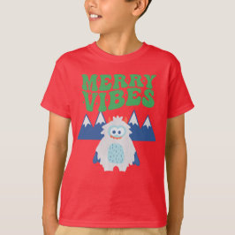 Retro Yeti Whimsical Kinder aangepaste kerst T-shirt