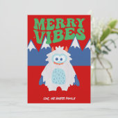 Retro Yeti Whimsical Kinder Geen foto Feestdagenkaart (Staand voorkant)