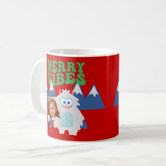 Retro Yeti Whimsical Kinder Kerst Koffiemok (Voorkant links)