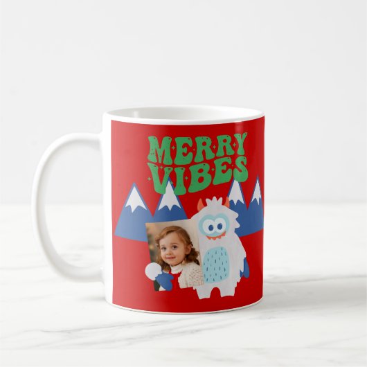 Retro Yeti Whimsical Kinder Kerst Koffiemok (Links)