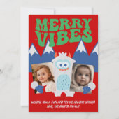 Retro Yeti Whimsical Twee Kinder foto Kerst Feestdagenkaart (Voorkant)