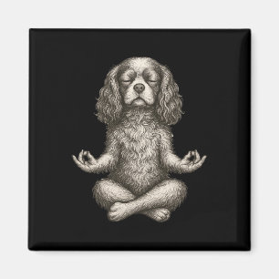 Retro Yoga Hond Cavalier King Charles Spaniel Leuk Magneet