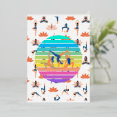 Retro Yoga in een levendige stroom van harmonieuze Folie Uitnodiging (Staand Voorkant)