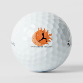 Retro Yoga Spreuk Powered by Breath Golfballen
