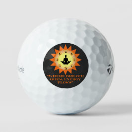 Retro Yoga Spreuk Powered by Breath ( Golfballen