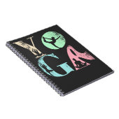 Retro Yoga Typografie met Silhouetten van Poses Notitieboek (Rechterzijde)