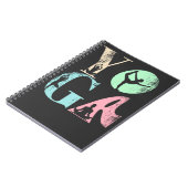 Retro Yoga Typografie met Silhouetten van Poses Notitieboek (Linkerzijde)