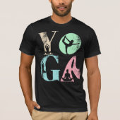 Retro Yoga Typografie met Silhouetten van Poses T-shirt (Voorkant)