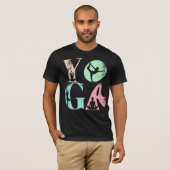 Retro Yoga Typografie met Silhouetten van Poses T-shirt (Voorkant volledig)