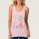 Retro Yoga Typografie met Silhouetten van Poses Tanktop (Voorkant)