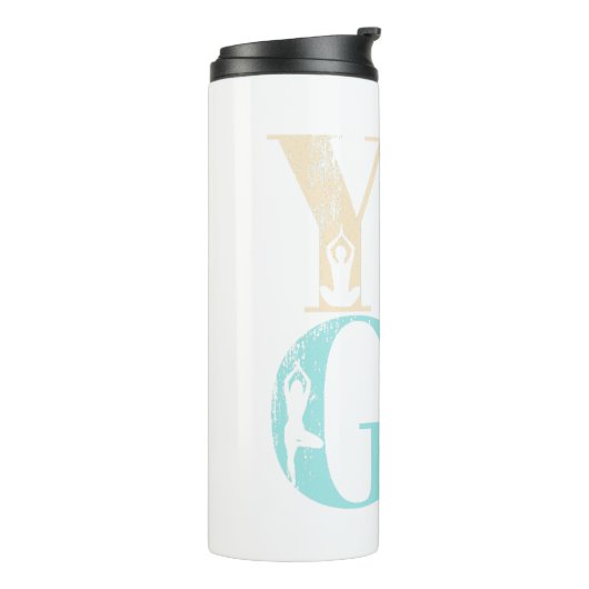 Retro Yoga Typography with Silhouettes of Poses Thermosbeker (Gedraaid links)