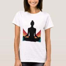 Retro yogameisje minimalistische meditatiehouding