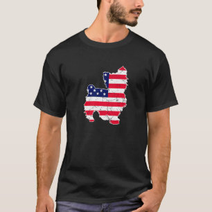 Retro  Yorkshire Terrier American Flag 4th T-shirt