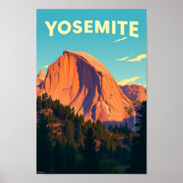 Retro Yosemite Californië Reisillustratie Poster