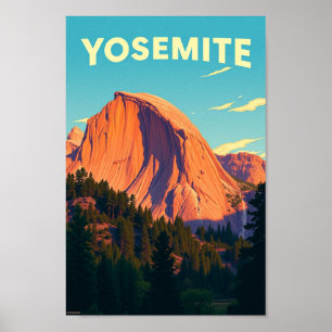 Retro Yosemite Californië Reisillustratie Poster