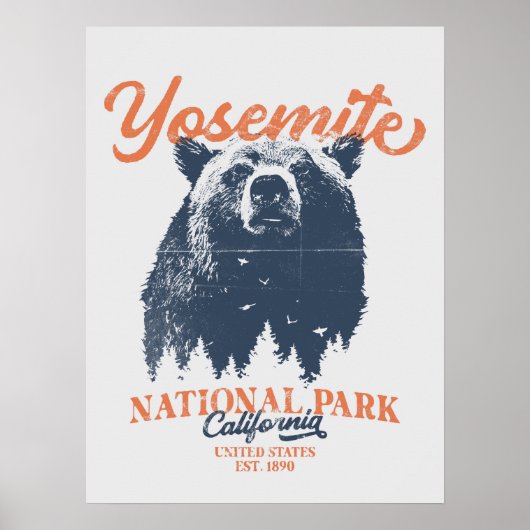 Retro Yosemite National Park California Black Beer Poster (Voorkant)