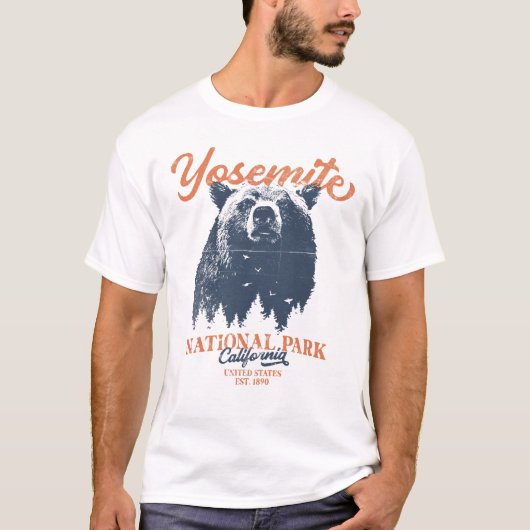 Retro Yosemite National Park California Black Beer T-shirt (Voorkant)