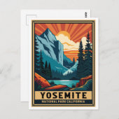 Retro Yosemite National Park California Briefkaart (Voorkant / Achterkant)