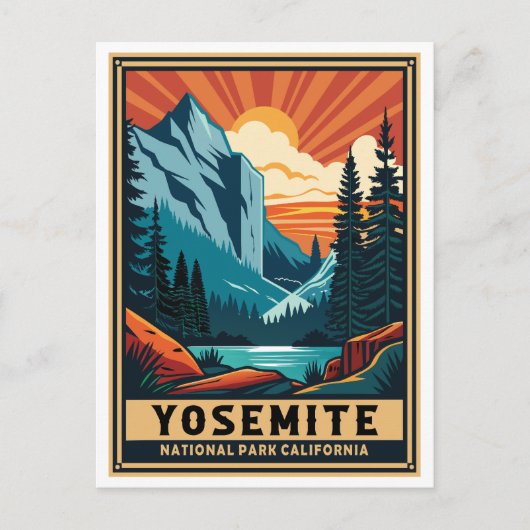 Retro Yosemite National Park California Briefkaart (Voorkant)