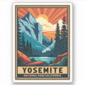 Retro Yosemite National Park California Sticker (Voorkant)