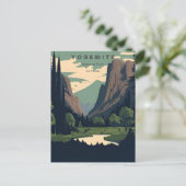 retro Yosemite National Park Half Dome Californië Briefkaart (Staand voorkant)