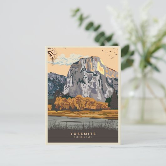 retro Yosemite National Park Half Dome Californië Briefkaart (Staand voorkant)