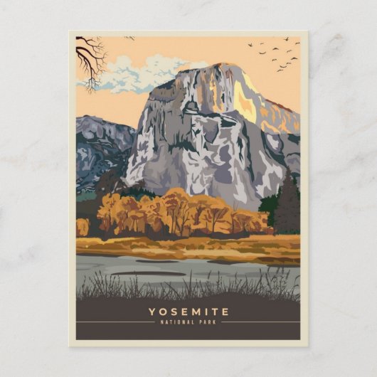 retro Yosemite National Park Half Dome Californië Briefkaart (Voorkant)