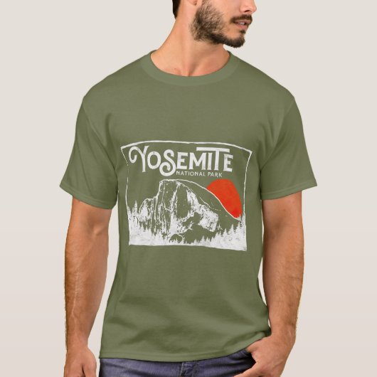 Retro Yosemite National Park Half Dome  T-shirt (Voorkant)