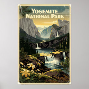 Retro Yosemite National Park Poster