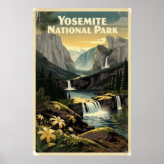 Retro Yosemite National Park Poster (Voorkant)