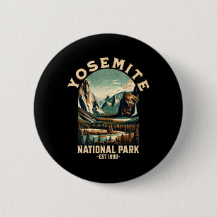 Retro Yosemite National Park Usa Vintage Wandelen Ronde Button 5,7 Cm