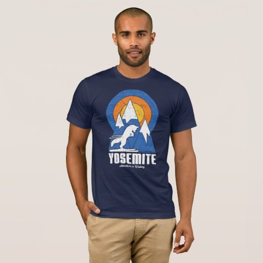 Retro Yosemite Ski White Fox T-shirt (Voorkant volledig)