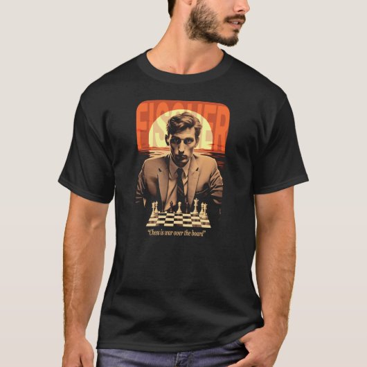 Retro Young Bobby Fischer "Chess is War" Quote T-shirt (Voorkant)
