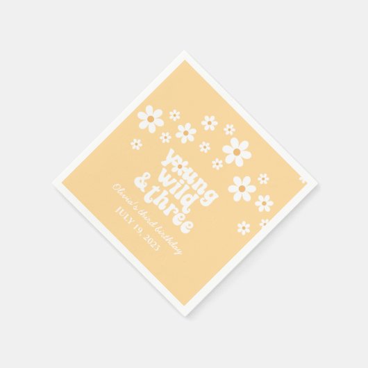 Retro Young Wild drie Daisy floral 3rd jarig Servet (Hoek)