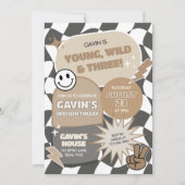 Retro Young Wild en drie verjaardagsfeestje Kaart (Voorkant)