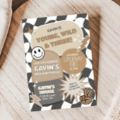 Retro Young Wild en drie verjaardagsfeestje Kaart
