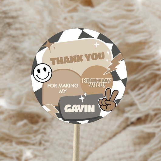 Retro Young Wild en drie verjaardagsfeestje Ronde Sticker