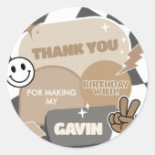 Retro Young Wild en drie verjaardagsfeestje Ronde Sticker (Voorkant)