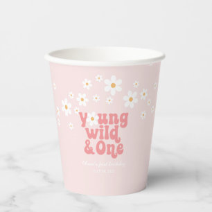 Retro Young Wild One daisy boho 1e verjaardag Papieren Bekers