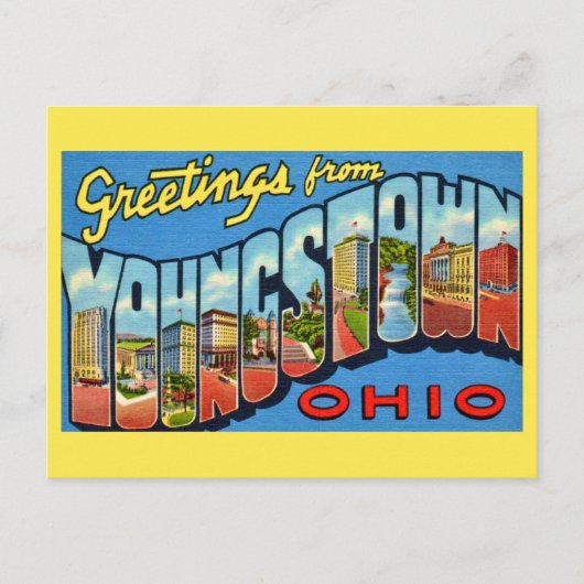 Retro Youngstown Ohio Groet  Briefkaart (Voorkant)