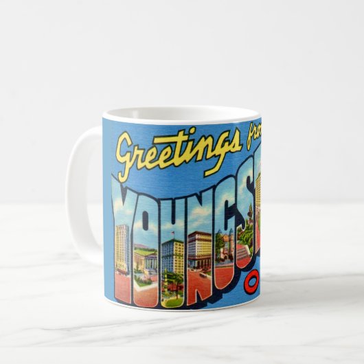 Retro Youngstown Ohio Groet  Koffiemok (Voorkant links)
