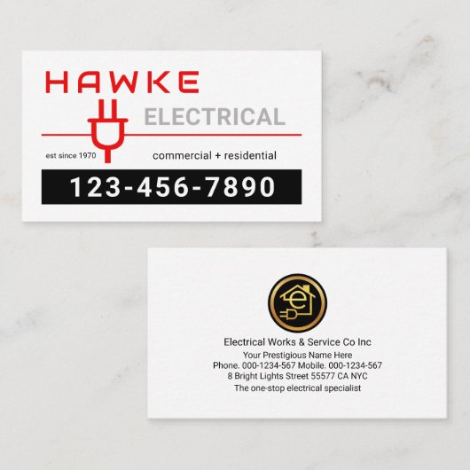 Retro Your Name Powers Plug Visitekaartje (Voorkant / Achterkant)