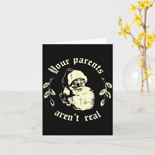 Retro Your Parents Aren't Real Santa Funny Christm Kaart (Gele Bloem)