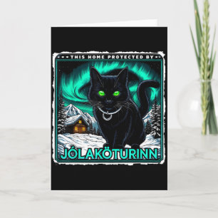Retro Yule Kat IJslands Dit Huis Beschermd Jólak Kaart