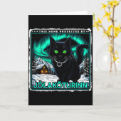 Retro Yule Kat IJslands Dit Huis Beschermd Jólak Kaart (Gele Bloem)