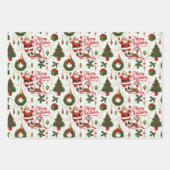 Retro Yuletide Cheer: Merry & Bright Holiday Inpakpapier Vel (Voorkant 2)