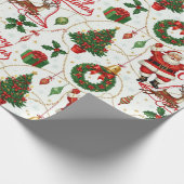 Retro Yuletide Cheer: Vrolijk en stralend vakantie Cadeaupapier (Hoek)