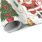 Retro Yuletide Cheer: Vrolijk en stralend vakantie Cadeaupapier (Rol Hoek)